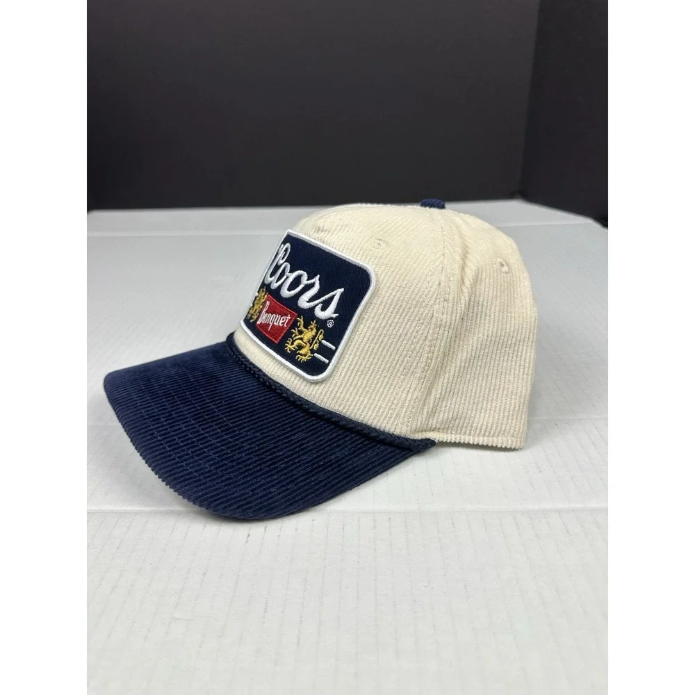 Coors Banquet Beer Snapback Rope Cap Hat Cream Navy Blue OSFA Brand New Clean